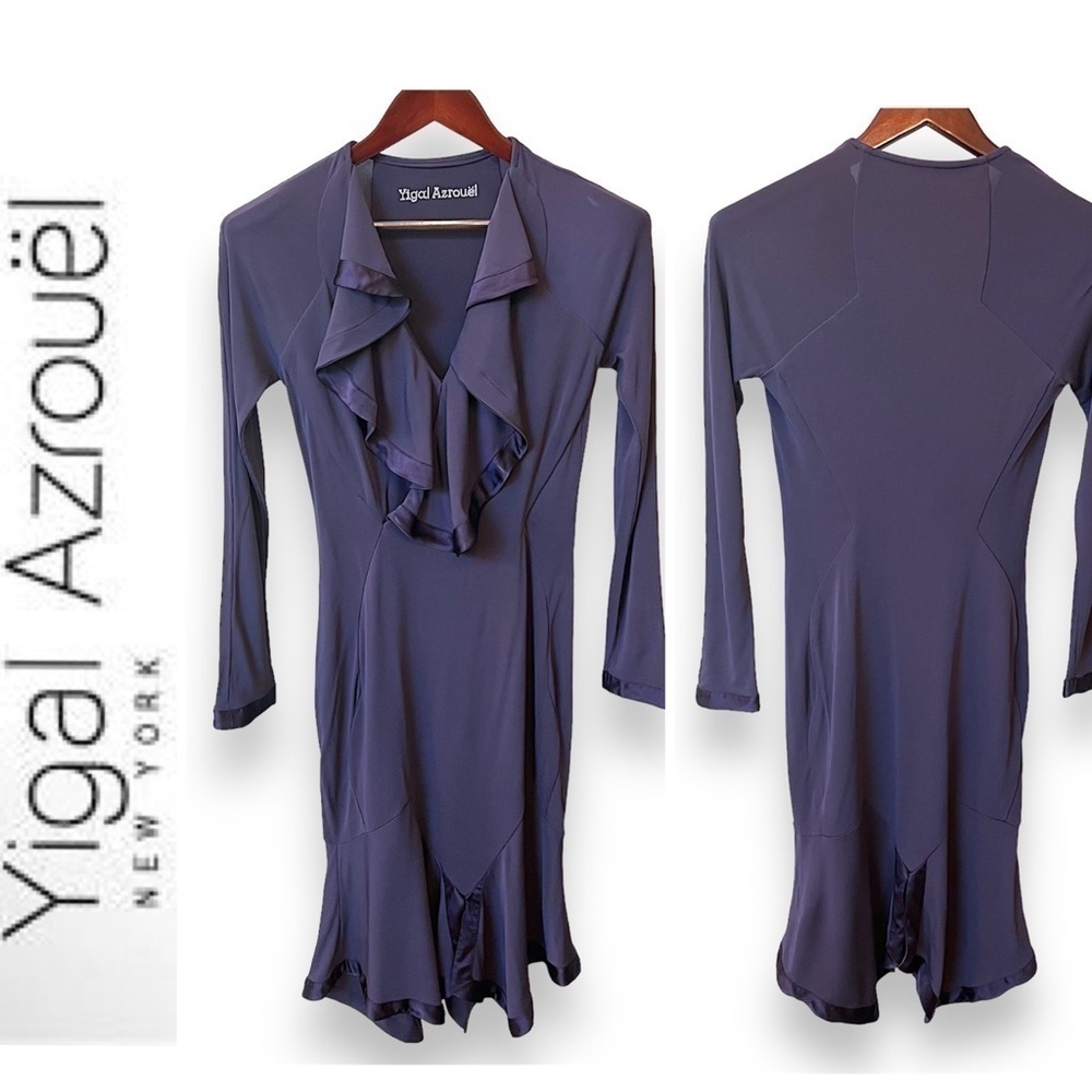 Yigal Azrouel silk jersey mermaid midi dress, eggplant color, sz Small/Medium